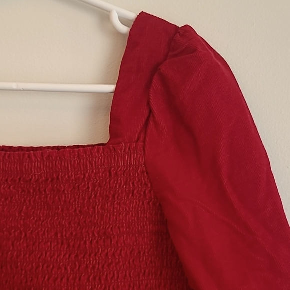 Gap Kids red smocked holiday dress. Fine wale corduroy, - Picture 2 of 8